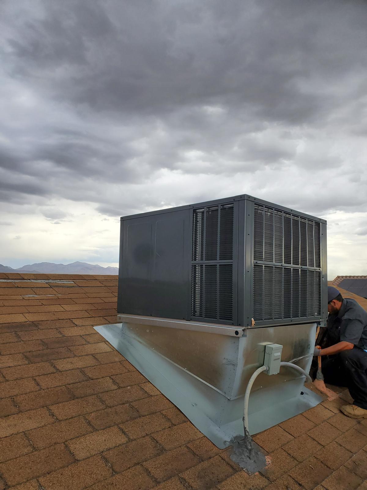 LV Heating & Cooling installing ductwork in a Las Vegas home